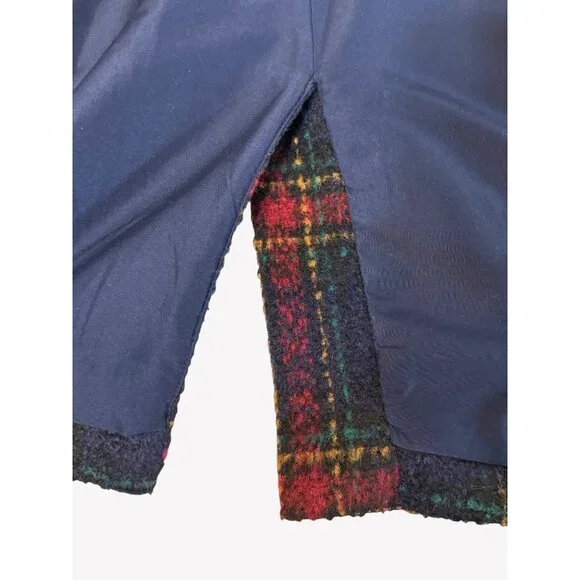 Old Navy Womens Size SMALL Navy Red Plaid Coat Wool Blend Long Duster - Picture 7 of 10